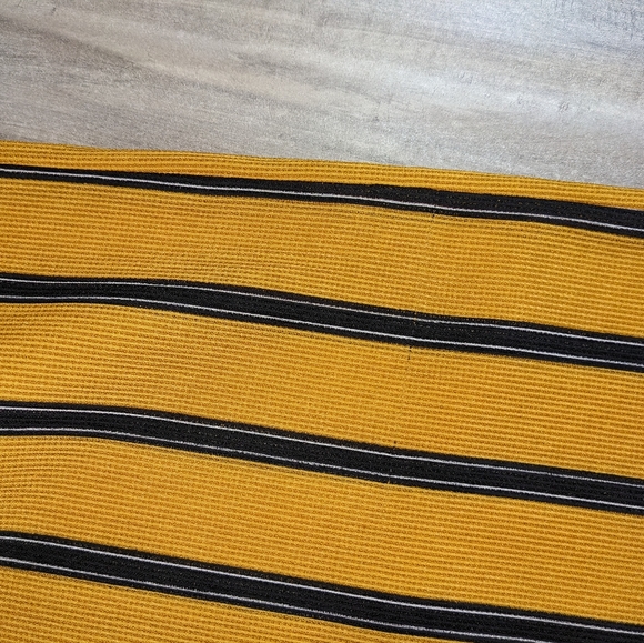 New Haute Monde Jumpsuit Gold Yellow with Brown Vertical Stripes Size Small - Picture 8 of 8